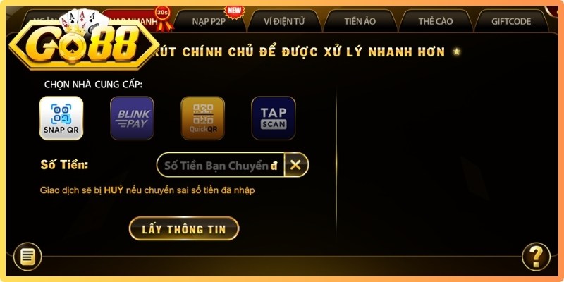 Nạp Tiền Go88 - Hướng Dẫn Giao Dịch Bảo Mật An Toàn 2 Quy trình thực hiện nạp tiền Go88 đơn giản dễ dàng