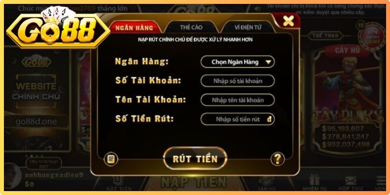 Rút tiền Go88 - Hướng Dẫn Quy Trình Giao Dịch Siêu Tốc 2 Quy trình thực hiện rút tiền siêu tốc tại Go88